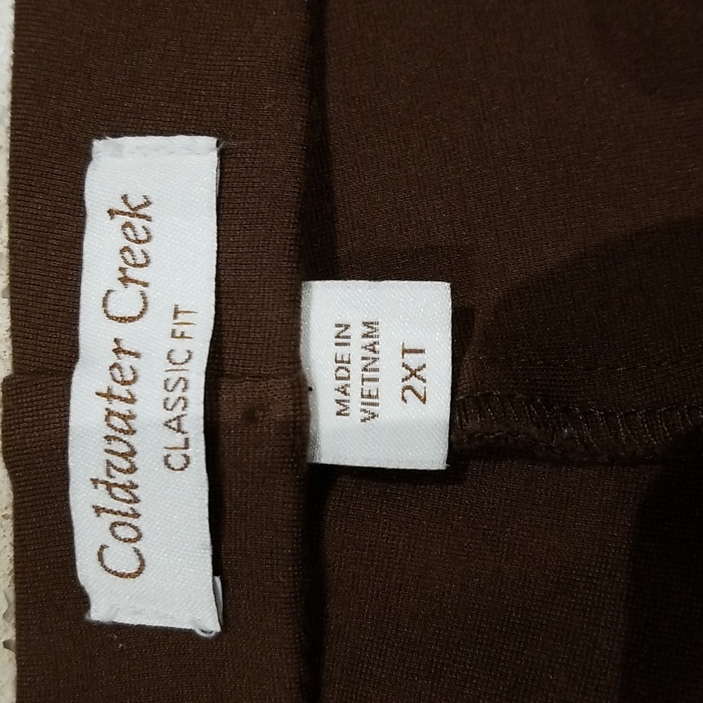Coldwater Creek classic fit brown pull on knit pants sz 2XT like new condition - Picture 3 of 6